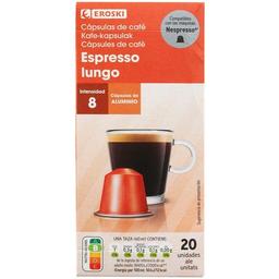 Café expresso lungo compatible nespresso eroski, caja 20 uds
