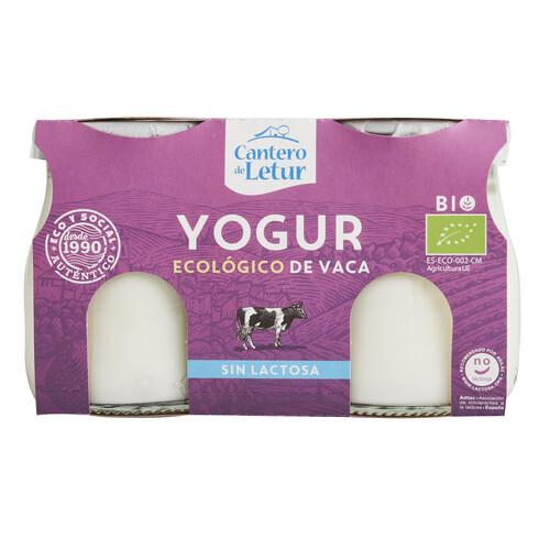 CANTERO DE LETUR Yogur de vaca natural ecológico ,sin lactosa pack de 2 uds. de 125 g