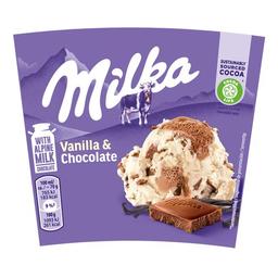 MILKA Tarrina de helado de vainilla con trozos y chocolate con leche 425 ml
