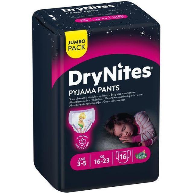 Pants de noche niña 16-23 kg 3-5 años drynites, paquete 16 uds