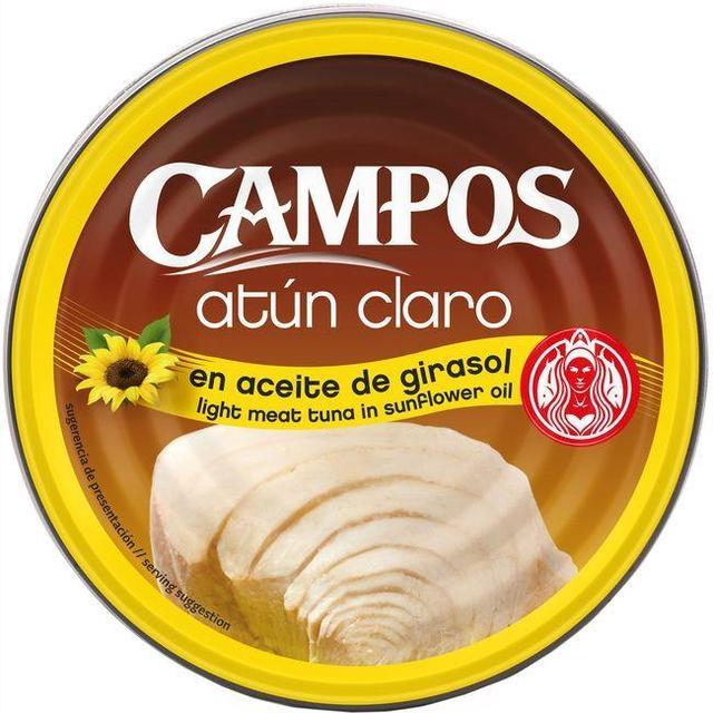 Atún claro en aceite de girasol campos, lata 160 g