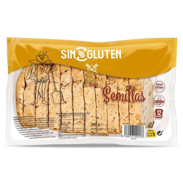 Pan de molde con semillas sin gluten El molino de Dia bolsa 280 g