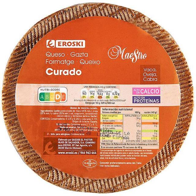 Queso mezcla curado eroski, al corte, compra mínima 250 g