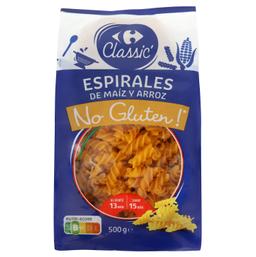 Pasta espirales de maíz y arroz Classic Carrefour No gluten sin gluten 500 g