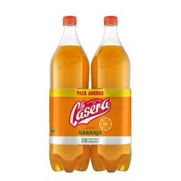 La Casera de naranja zero azucares añadidos pack de 2 botellas de 1,5 l