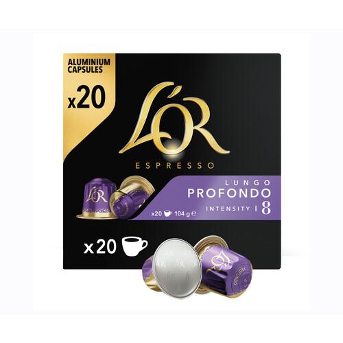 Café lungo profondo compatible con nespresso l'or, caja 20 uds