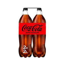 COCA COLA Refresco de cola Zero azúcar pack 2 botellas de 2 I