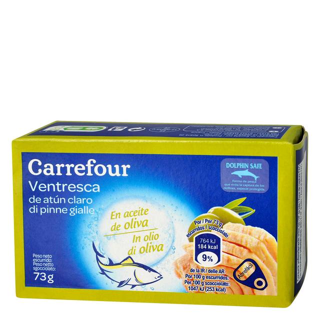 Ventresca de atún claro en aceite de oliva Carrefour 73 g