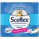 Papel higiénico scottex megarollo, paquete 16 rollos