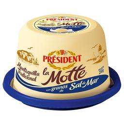 PRÉSIDENT Tarrina de mantequilla con granos de sal de mar PRÉSIDENT La motte 250 g