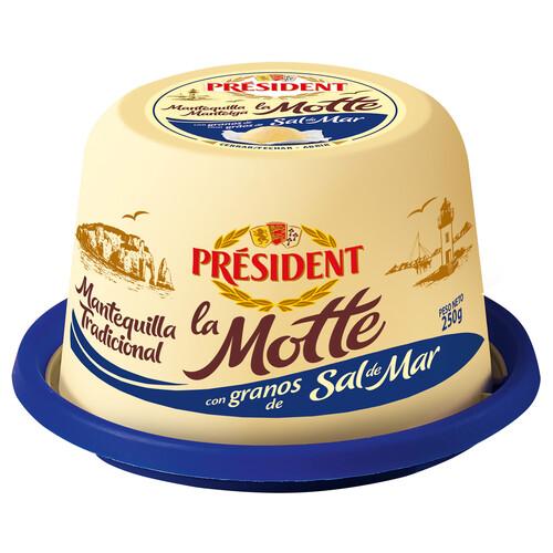 PRÉSIDENT Tarrina de mantequilla con granos de sal de mar PRÉSIDENT La motte 250 g