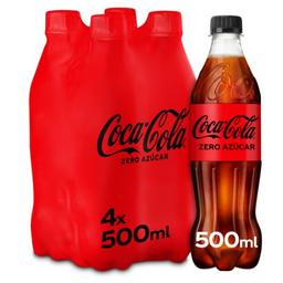 Refresco cola Coca-Cola botella 50cl pack 4 zero