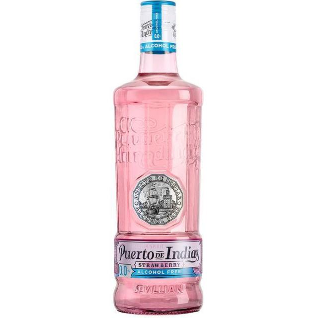 Ginebra strawberry 0,0% alcohol puerto de indias, botella 70 cl
