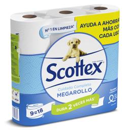 Papel higiénico megarollo Scottex bolsa 9 unidades