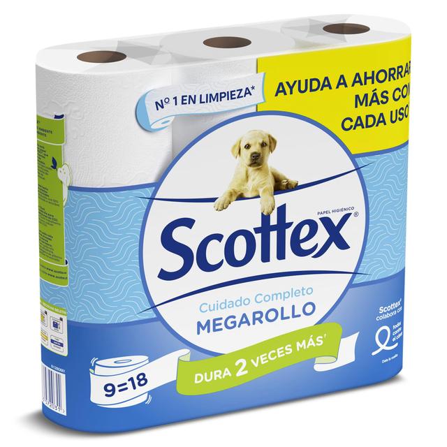 Papel higiénico megarollo Scottex bolsa 9 unidades