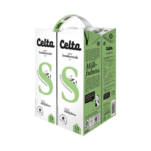 CELTA Leche semidesnatada de vaca con bienestar animal garantizado 4 x 1.5 l