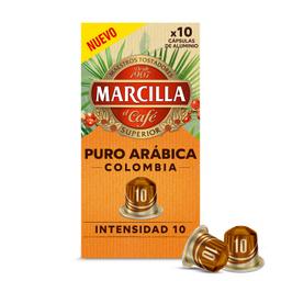 Café puro arábica Colombia en cápsulas Marcilla compatible con Nespresso 10 unidades de 5,2 g
