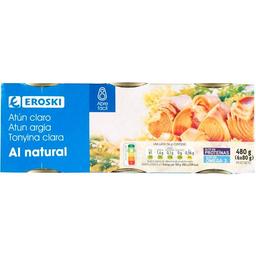 Atún claro al natural eroski, pack 6x56 g