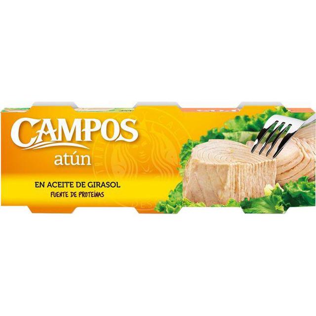 Atún en aceite de girasol campos, pack 3x70 g