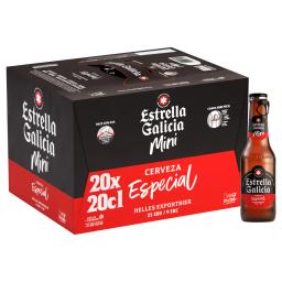 Cerveza rubia especial Estrella Galicia pack 20 mini 20cl