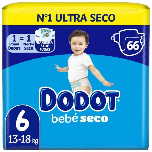 Pañal 13-18 kg talla 6 dodot bebé seco, paquete 66 uds