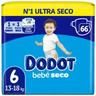 Pañal 13-18 kg talla 6 dodot bebé seco, paquete 66 uds