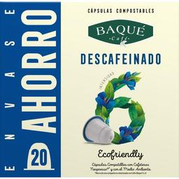 Café descafeinado compatible nespresso baqué, caja 20 uds