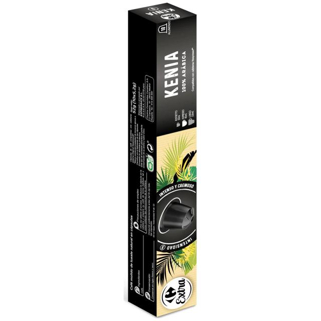 Café Kenia en cápsulas Carrefour Extra compatible con Nespresso Original 10 ud