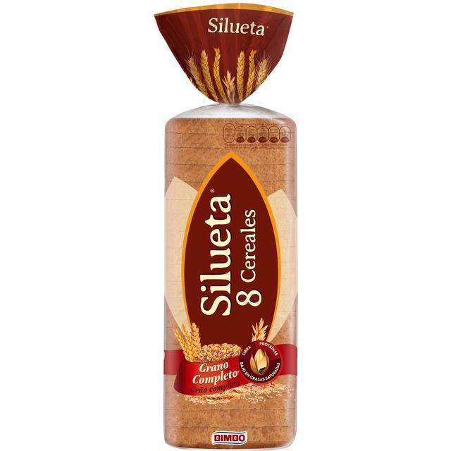Pan de molde 8 cereales bimbo silueta, paquete 650 g