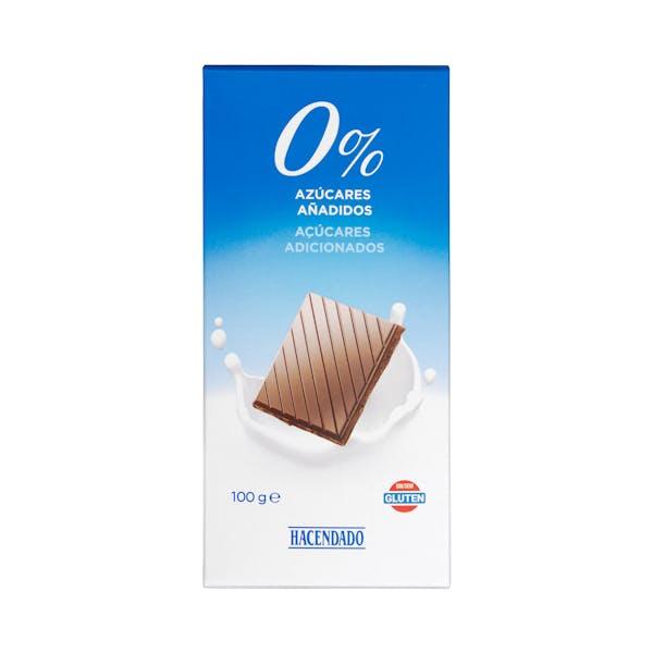 Chocolate extrafino con leche Hacendado 0% azúcares añadidos