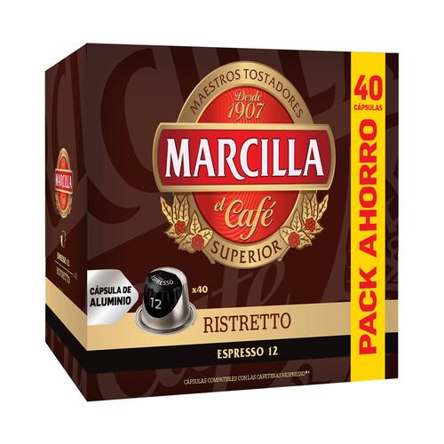 Café ristretto en cápsulas Marcilla compatible con Nespresso 40 unidades de 5,2 g