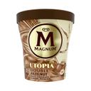 MAGNUN Utopia doble hazelnut de Frigo Tarrina helado de avellana, almendra y caramelo recubierto de chocolate blanco 440 ml
