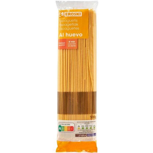 Spaguetti al huevo eroski, paquete 500 g