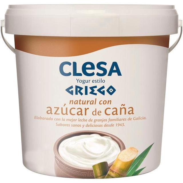 Yogur griego natural con azúcar de caña clesa, tarrina 900 g