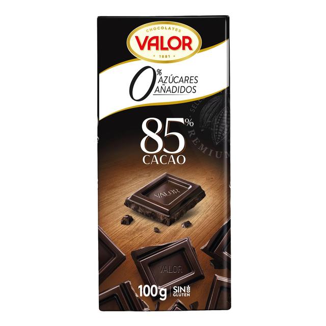 Chocolate negro 85% con stevia sin azúcar añadido Valor sin gluten 100 g