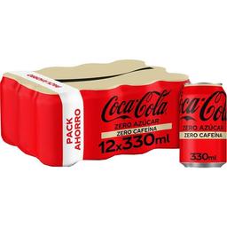 Refresco de cola sin cafeina coca cola zero, pack 12x33 cl