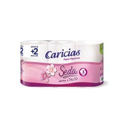 Papel higiénico CARICIAS seda 3 capas 4+2 rollos