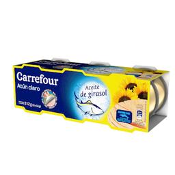 Atún claro en aceite de girasol Carrefour pack de 6 latas de 52 g