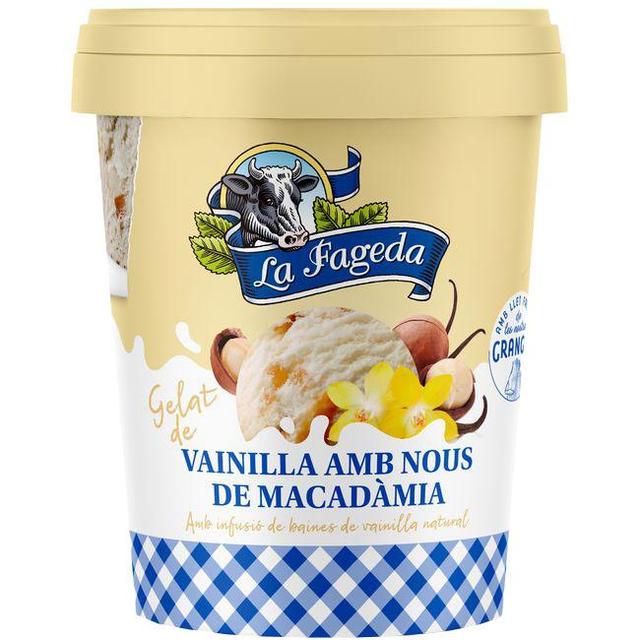 Helado de vainilla-nueces de macadamia la fageda, tarrina 500 ml