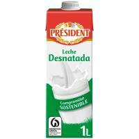 Leche desnatada president, brik 1 litro