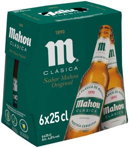 Cerveza rubia Mahou Clásica pack 6 botellas 25cl 