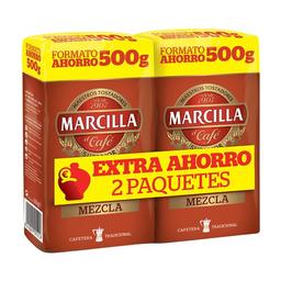 MARCILLA Café molido mezcla (50/50) pack de 2uds x 500 g