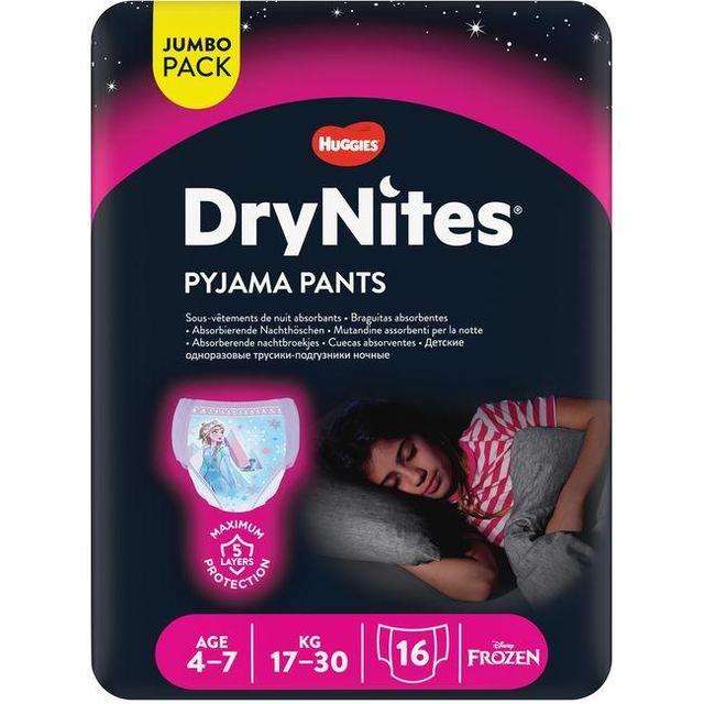 Pants noche niña 4-7 años 17-30 kg drynites, paquete 16 uds