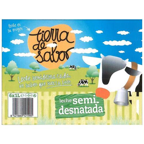 TIERRA DE SABOR Leche semidesnatada de vaca 6 x 1 l