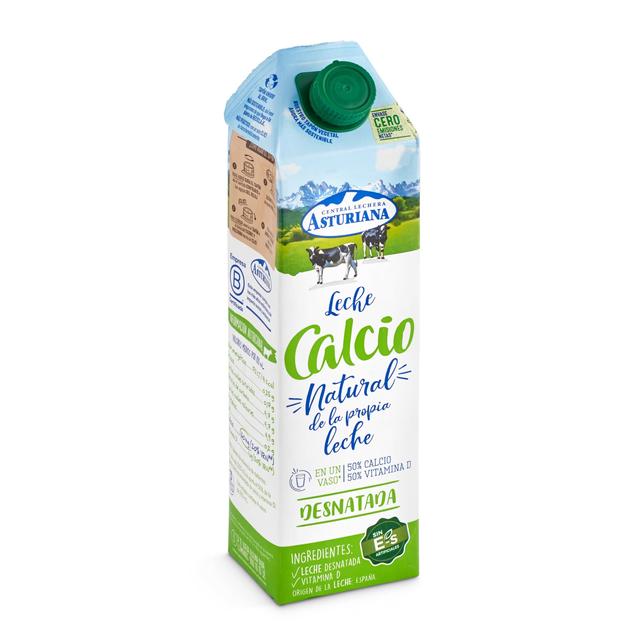 Leche desnatada con calcio Central Lechera Asturiana brik 1 l