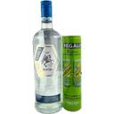 Ginebra giró, botella 1 litro + 2 latas limón