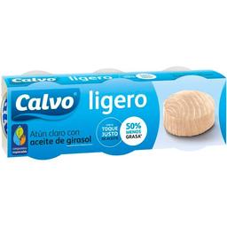 Atún claro ligero en aceite de girasol calvo, pack 3x60 g