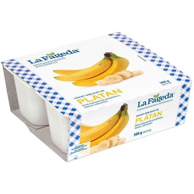 Yogur sabor plátano la fageda, pack 4x125 g