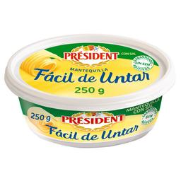 PRÉSIDENT Tarrina de mantequilla con sal, sin aditivos y fácil untar PRESIDENT 250 g