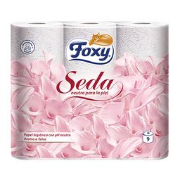 FOXY Seda  Papel higiénico con ph neutro y aroma a talco 9 rollos